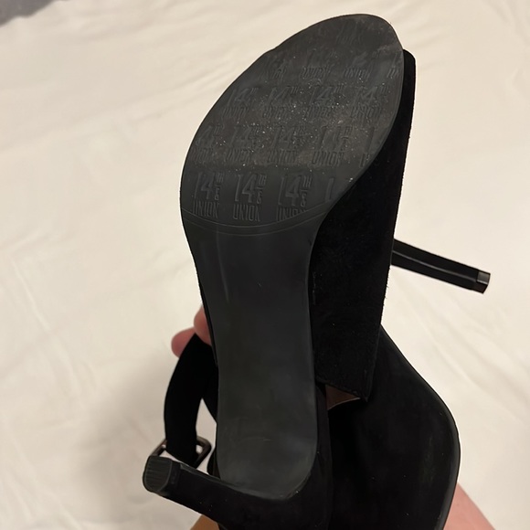 14th & Union - Black Leather Peep Toe Bootie Heels Sz9 - Picture 4 of 12